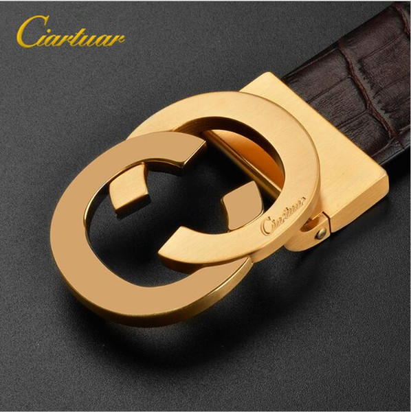 New Fashion Mens Business luxury belt designer belt Smooth Buckle Genuine Leather belts for men brand designer Free shipping