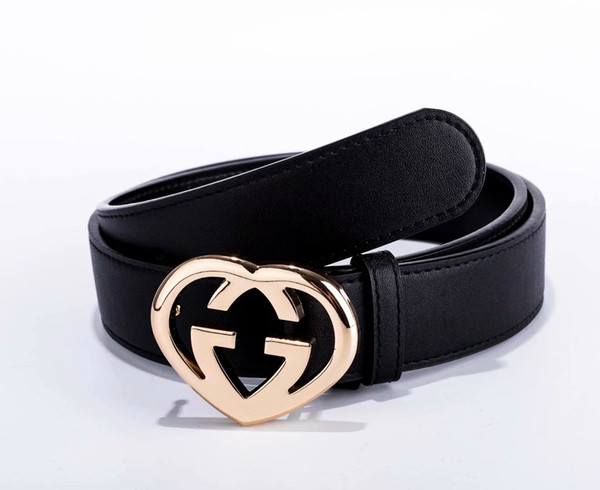 2019 latest design heart shape double letter belt buckle fashion belt for men and women classic style brand fashion denim belt