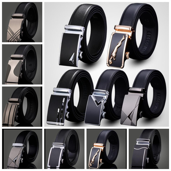 men's leather belt Fashion automatic buckle strap for Business Luxury casual Waist Strap Belt Waistband 76 design KKA1361