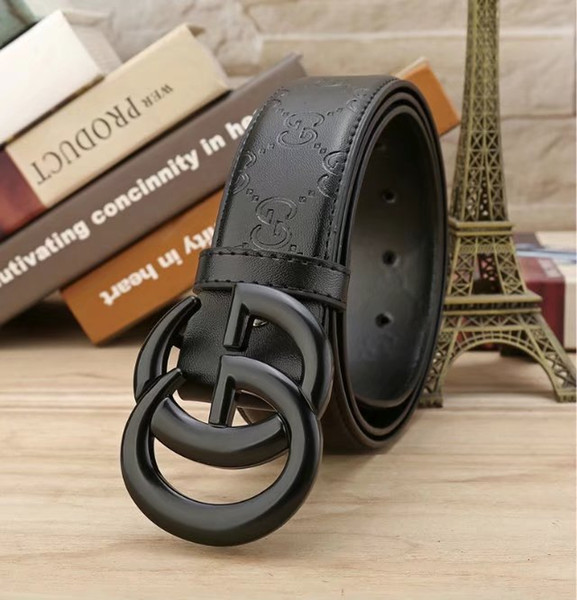 Famous brand men's senior designer leather high-waist trousers leather belt brass buckle brand leather belt men's smooth button belt