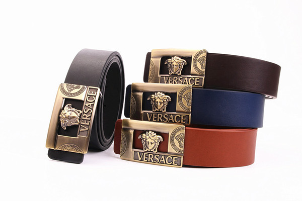 New 2019 Designer snake buckle Men High Quality Luxury Genuine Leather Pin Buckle Casual Belt V91225S