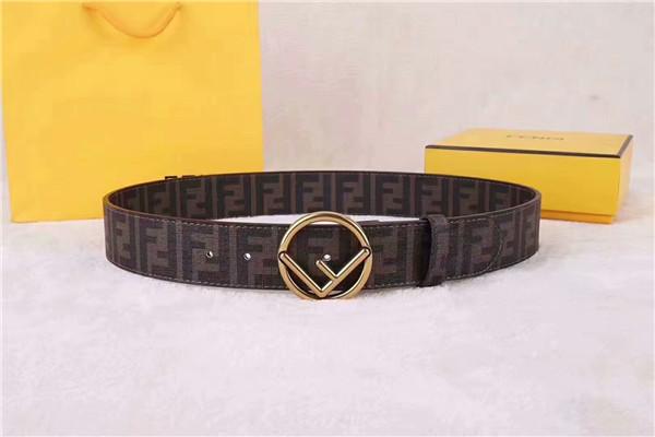 Designer belt luxury F letter belt for men and women smooth round buckle top fashion men's belt