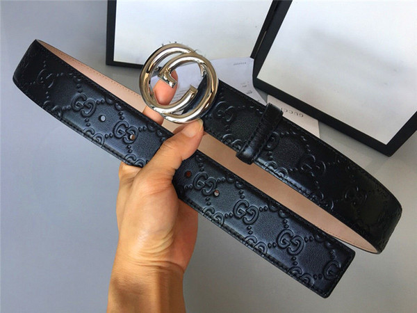 Fashion designer belt accessories men metal letters simple classic leather belt 3.8cm top quality with box