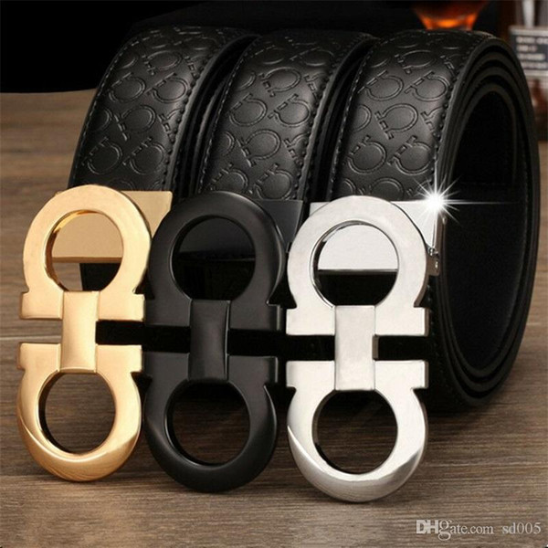 Creative Cowhide Belt For Men Fashione Mbossing Waistband Metal Automatic 8 Shaped Buckle Design Women Leather Girdle New Arrival 15zl Y