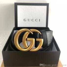 G and box Hot Fashion leather belt good quality men or womens women belt Women for men Big Gold Buckle 105-120cm with box