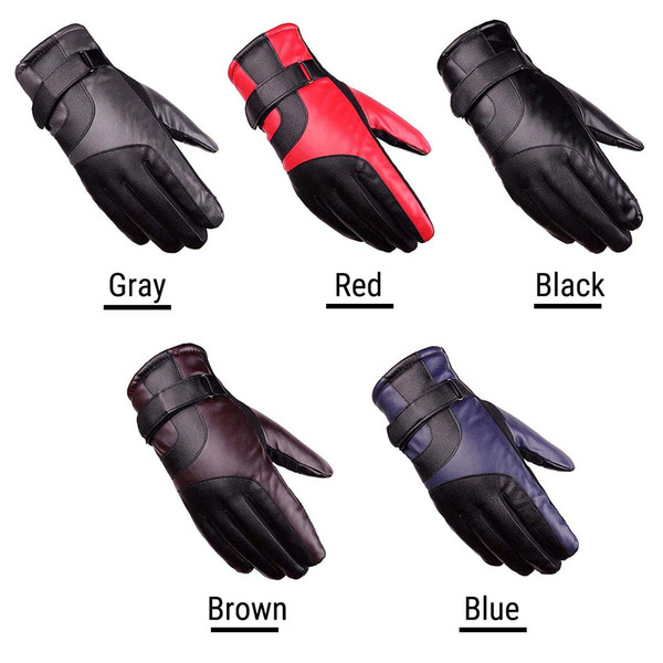 King Star Mens Touchscreen PU Leather Winter Gloves Driving Ski Fleece Lining Windproof Outdoor Sports Gloves