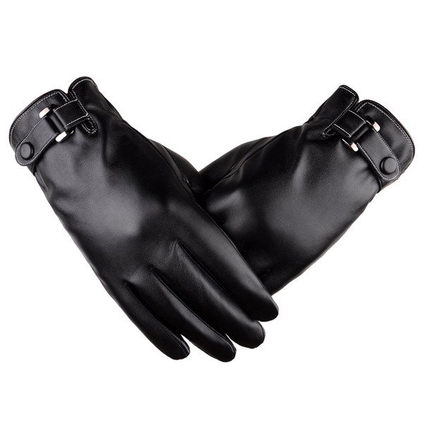 King Star Men's Fashion Leather Touch Screen Gloves Warm Lined Thick Warm Winter Outdoor Sports Gloves