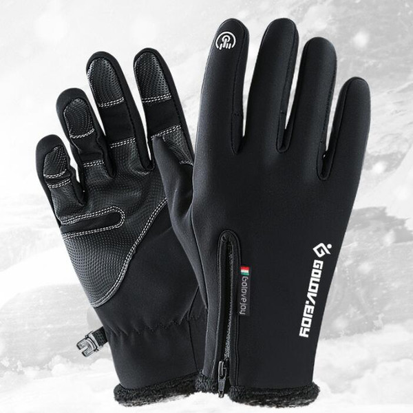 winter touch screen gloves for men and women Outdoor gloves windproof thermal cycling full finger zipper sport with velvet mountaineeri