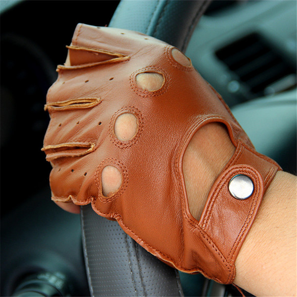 Factory Direct Genuine Leather Half-Finger Gloves Driving Male Spring And Autumn Sheepskin Gloves Tactical Non-Slip F124