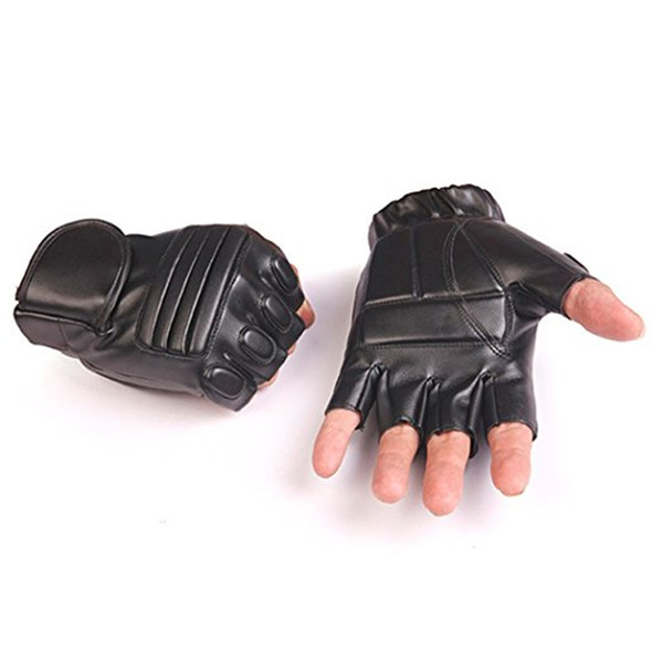 2018 New Arrival Time-limited Solid Wrist Eldiven Winter Gloves Men's Pu Leather Fingerless Motorcycle Driving Cycling Gloves