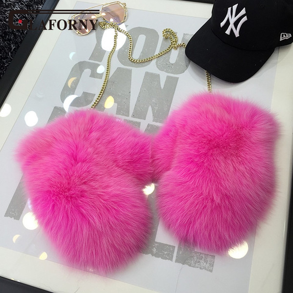 Fox Fur Gloves 2017 New Women Luxury enuine Fur Glove For Great Solid With Strap Russian Guantes Women's Winter Gloves