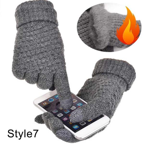 Wholesale Men Women Thicken Touch Screen Warm Crochet Knitted Gloves Full Finger Mitten