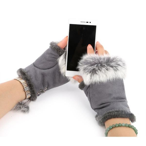 Women Winter Glove Faux Fur Hand Wrist Warmer Fingerless Gloves 2018 Hot Sale