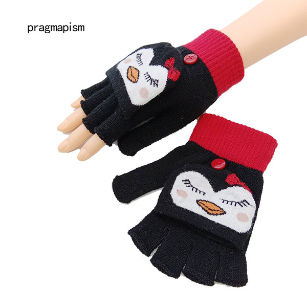 2018 Woman Fingerless magic Gloves girl's fashion Winter Warm Exposed Finger Mittens Knitted Warm Flip Half Finger Gloves