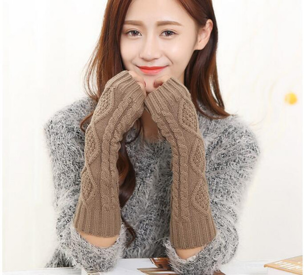 Women's autumn and winter knitted long gloves lady's long sleeves fingerless gloves winter warm knitted glove R039