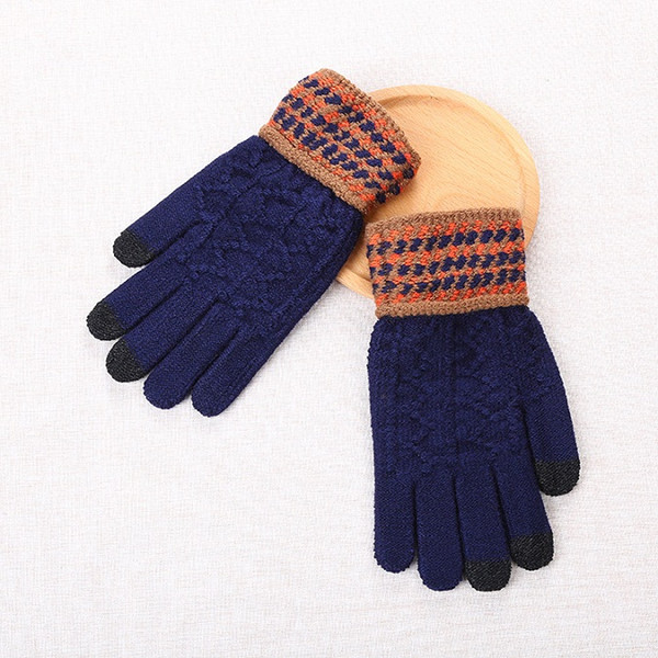 Women and men's plush and thickened knitting wool touch screen gloves for outdoor warmth In Winter Outdoor Warm Gloves A006