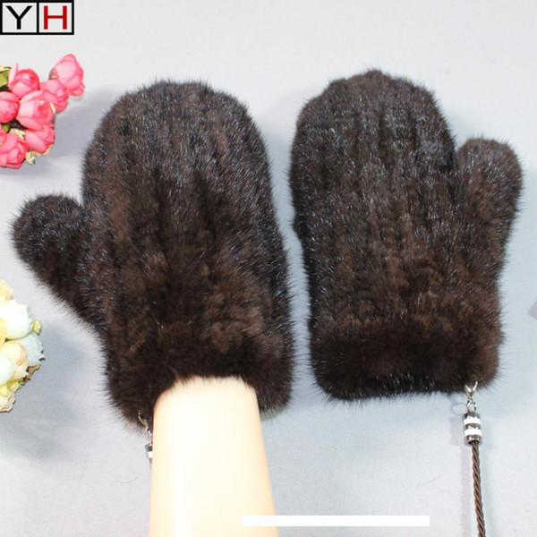 Winter women gloves100% real glove lady knitted thick warm fur Gloves Fashion Fur Glove Free Shipping