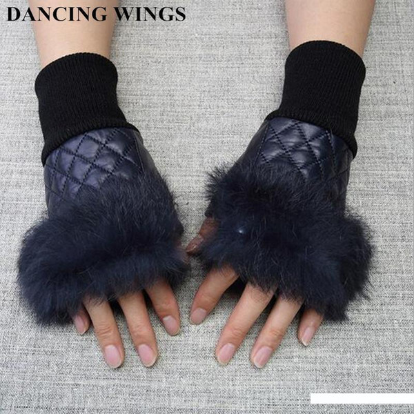 Winter Fashion Real Fur Fingerless Gloves Women Genuine sheepskin Leather Gloves AG-26