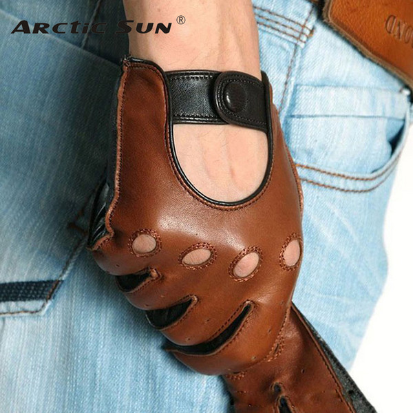 Fashion Winter Lambskin Leisure Men Genuine Leather Gloves Wrist Breathable Solid Sheepskin Driving Glove Free Shipping M023w