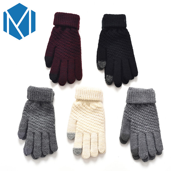 New Fashion Winter Warm Knitted Gloves For Women Children Kids Wool Velvet Thickened Full Fingers Screen Sense Women Mittens