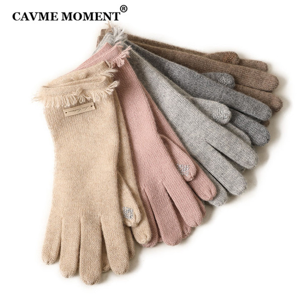 CAVME Cashmere Gloves for Women Winter Full Finger Cashmere Mittens Screen Sence Gloves Handschoenen Solid Color