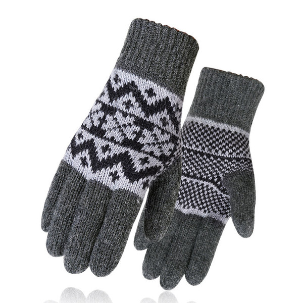 Knitted cashmere gloves winter warm inner bile and thick wool cold gloves