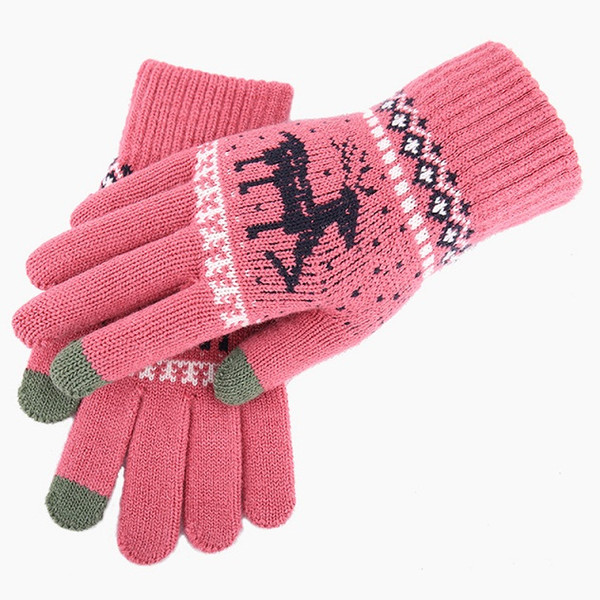 Knitted wool touch screen gloves women warm and plush couple manufacturers wholesale Winter Gloves Winter Outdoor Warm Gloves B001
