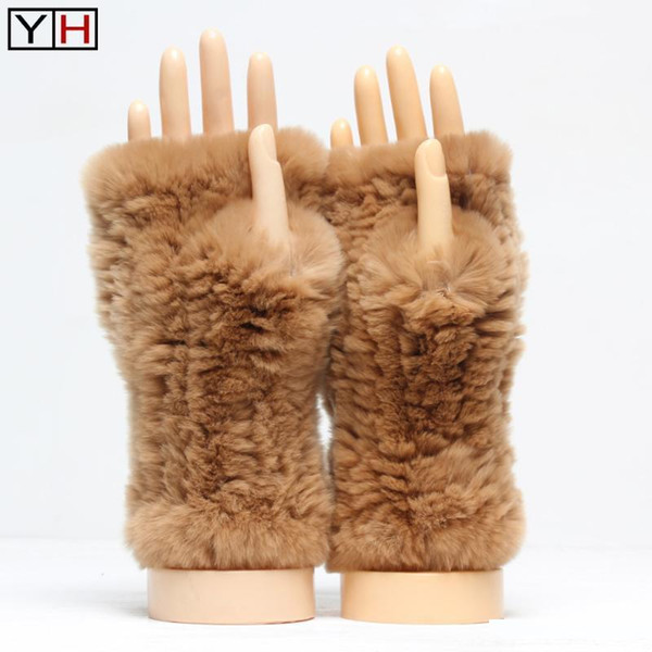 Winter warm real rex fur gloves knitted fur gloves lovely lady 100%natural genuine Retail wholesale