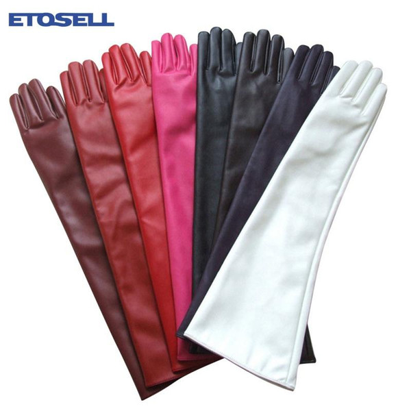 Women 7 Colors Opera Evening Party Gloves Faux Leather PU Over Elbow Long Glove