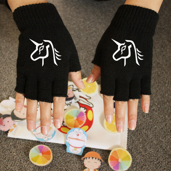 Unicorn Male Female Half Finger Gloves Green Light Cool Creative Winter Autumn Wool Mittens