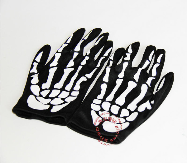 Wholesale-Free Shipping Unisex Halloween Scary Skull Gloves Punk Party Skull Skeleton Party