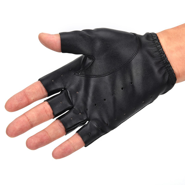 Wholesale- New Fashion Half Finger Driving Women Gloves 1 Pair PU Leather Fingerless Gloves For Women Black Free Shipping