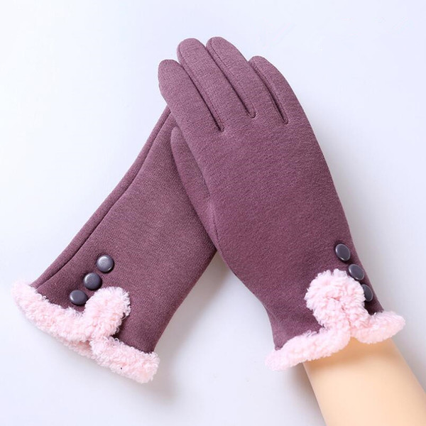 Wholesale- Feitong Fashion Womens Winter 3 Buttons Touch Screen Gloves Female Outside Exercise Warm Gloves Mittens Mittens Cashmere