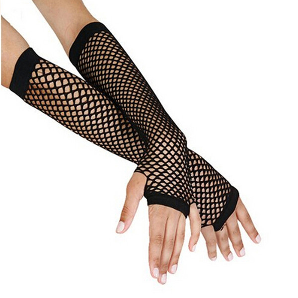 Women Fingerless Gloves Stylish Long Black Fishnet Gloves Girls Dance Gothic Punk Rock Costume Fancy