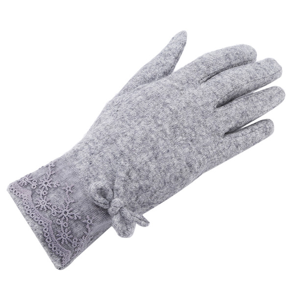 Bigsweety Women Winter Warm Elegant Lace Cashmere Gloves 2018 Fashion mittens Warm Mitten Cute Bow Wool Gloves Gifts For Girls