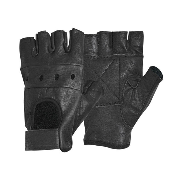 HOT Fashion Men's Leather Gloves Half Finger Fingerless Stage Sports Driving Solid Black Gloves