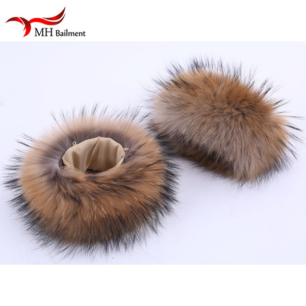 Raccoon fur Cuffs Genuine Fur Cuff Arm Warmer Lady Bracelet Real Wristband Glove Raccoon Cuffs Arm Warmers