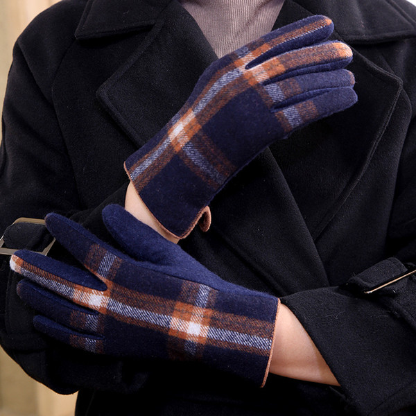 New Autumn Winter Gloves In 2019. British Style Wool Double Layer Thickened Plush Gloves. Touch Screen Warm Woolen Gloves