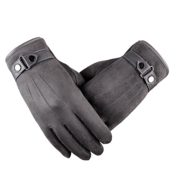 Men Touch Screen Gloves Autumn Winter Plus Cashmere Thick Warm Mittens Leather Fleece Lined Thermal Male Driving Glove Mitaine