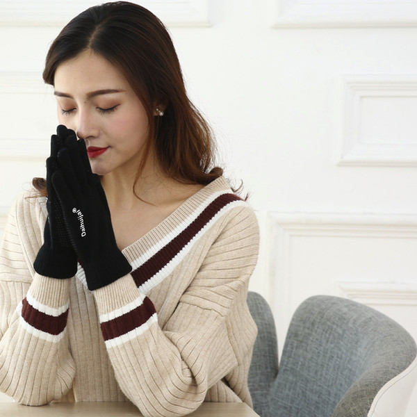 DAIHUIJIA Winter Warm Touchscreen Gloves for Women Men Knit Wool Lined Texting gloves warm women