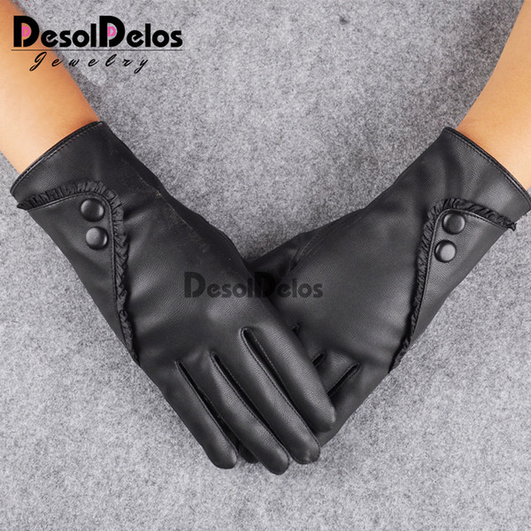 2019 Fashion Women christmas gloves warm Lady Soft Leather Gloves Winter Warm Mitten Xmas Gift Black Mittens