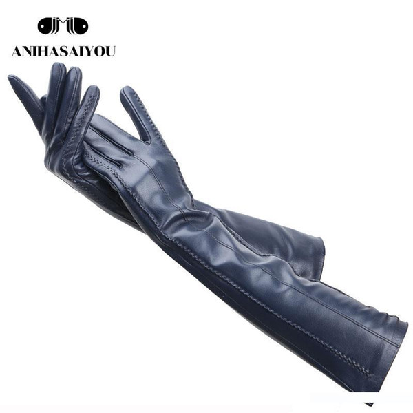 Multicolor women's gloves,50cm long leather gloves,sheepskin women's leather gloves,Keep warm winter gloves-2226C