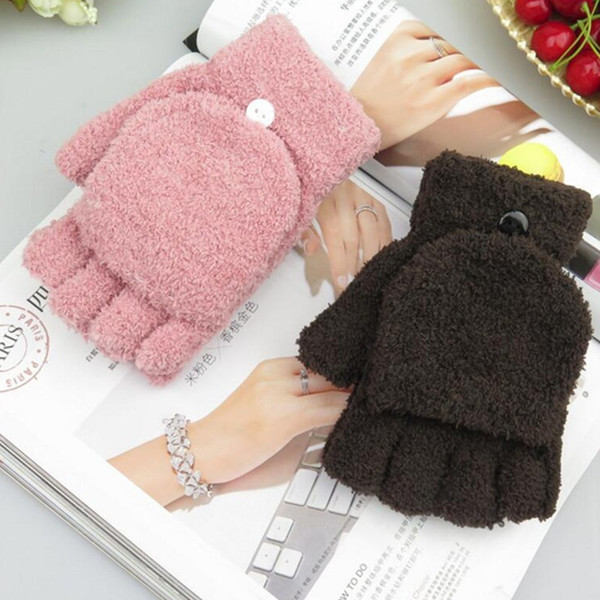 1 Pair Hot Sale Top Cute Women Warmer Athletic Mittens Fuzzy Hand Winter Fingerless Gloves