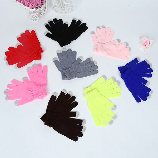 Touch Screen Fingers Gloves Pure Colors Knitted Gloves Unisex Design Winter Keep Warm Cheap Wholesale Price