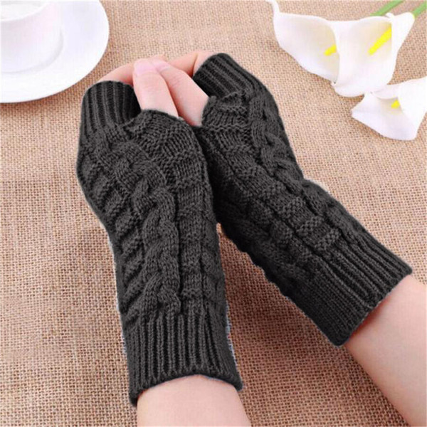 2017 Fashion Fingerless Gloves For Women Men Winter Warm Wool Knitting Arm Gloves Unisex Soft Warm Mittens Female Gloves