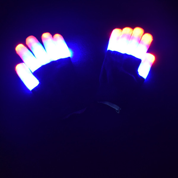 LED Gloves Flashing Multicolor Changing Optical Fiber Magic Light Five Finger Gloves for Halloween Christmas Event Party