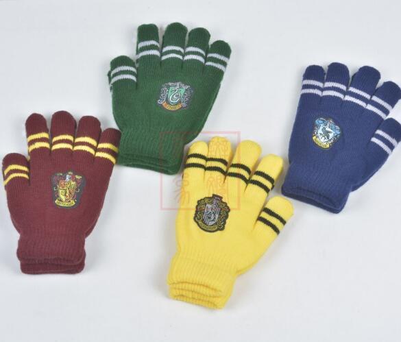 Harry School Gryffindor Slytherin Ravenclaw Hufflepuff Gloves Badge Five Fingers Gloves Cosplay Potter Fans Thick Gloves Drop Shipping