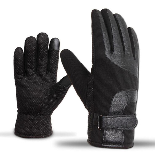 Winter PU Leather Gloves Windproof Driving Touch Screen Gloves Winter Outdoor Anti Slip Keep Warm Full Fingers Mittens for Men and Women