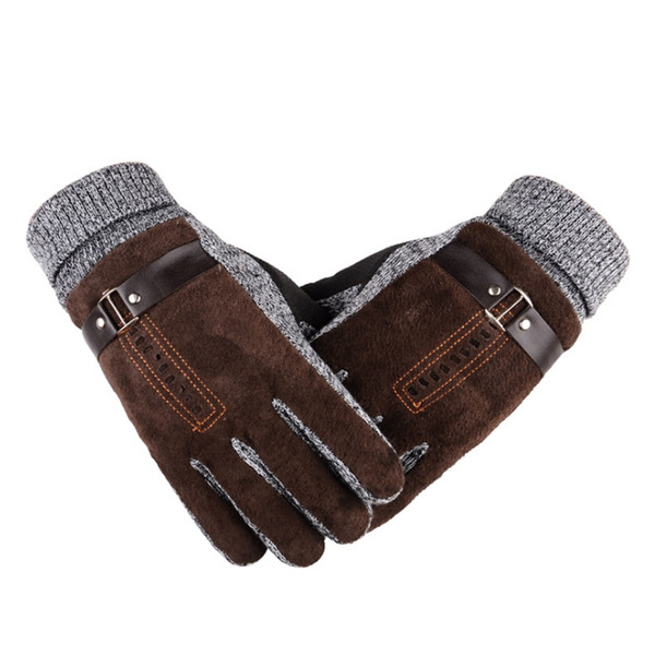 Winter Men Leather Gloves Cashmere Thick Warm Soft Mittens Full Finger Tactical Glove Thermal Male Workout Ski Driving Gloves