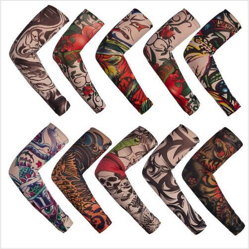 Tattoo Sleeve Outdoor Cycling Body Arm Sleeve Anti-UV Sunscreen Fishing Driving Tattoo Arm Stockings Seamless Elastic Sleeve Mittens B5243